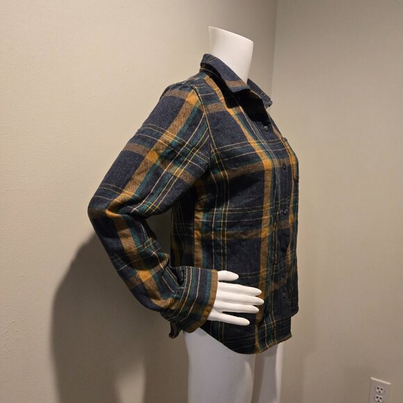 Toad & Co Bodie Dos Long Sleeved Button Down Shirt Blue Gold Plaid S - Picture 4 of 5